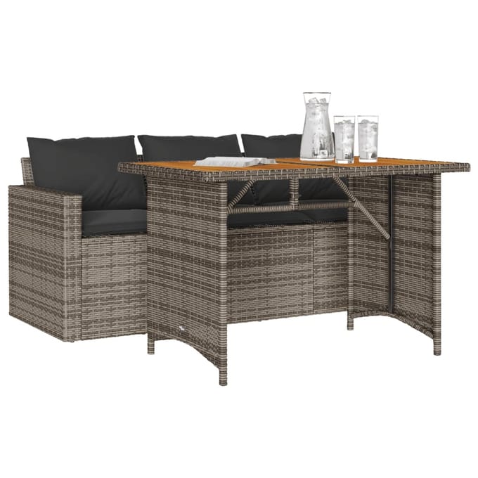 vidaXL - 2-delige - Tuinset - met - kussens - poly - rattan - grijs