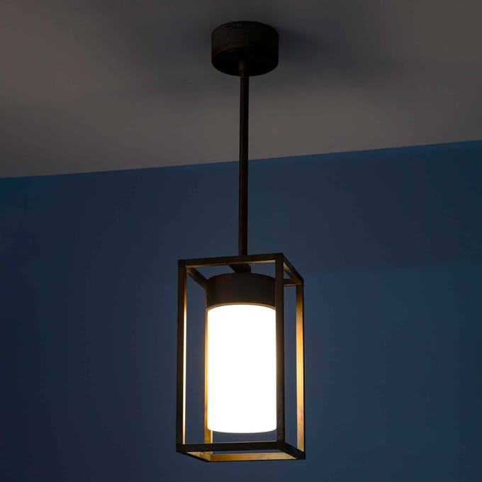 Moretti Luce Hanglamp Cubic³ 3368 messing antiek/opaal