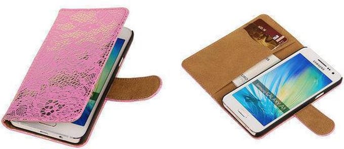 Lace Pink Samsung Galaxy A3 Hoesjes Book/Wallet Case/Cover