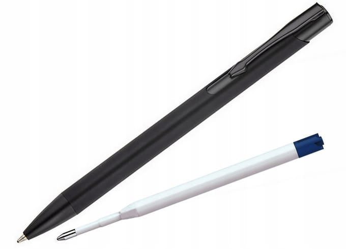 Matte Metalen Pen Apache Zwart + Extra Blauwe Vulling