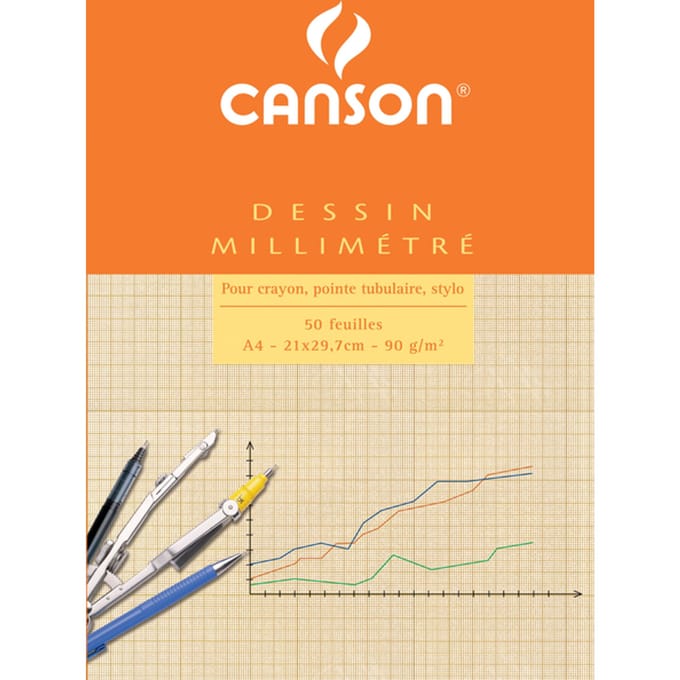 Millimeterblok Canson A4 lichtbruin 50 vel