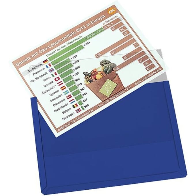 Insteekhoezen, gekleurd, A4 liggend, blauw, 10 stuks