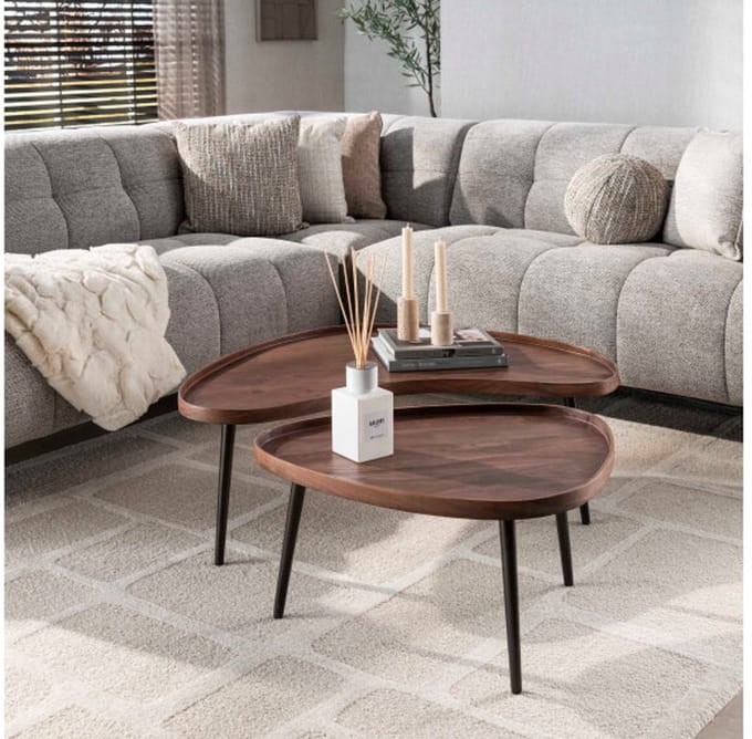 Salontafel Ayla organisch set van 2 acaciahout - bruin