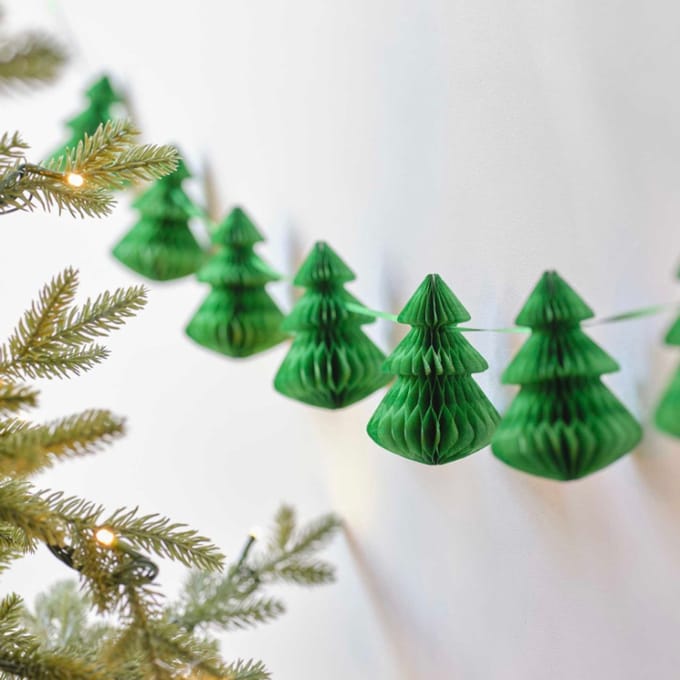 Ginger Ray - Slinger groene honeycomb kerstbomen - 2 meter