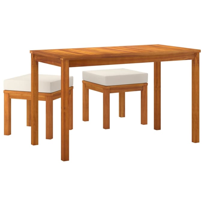 vidaXL - 3-delige - Tuinset - met - kussens - massief - acaciahout