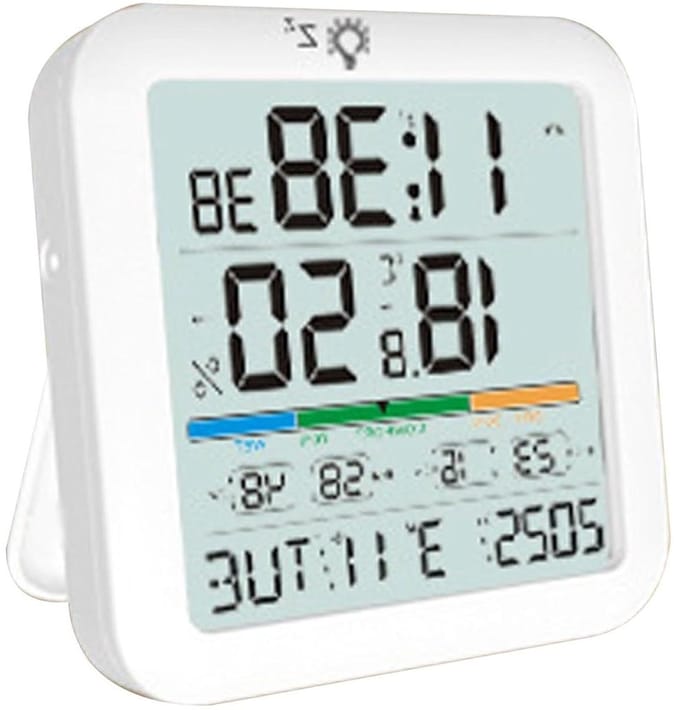Binnenthermometer Hygrometer - Kamertemperatuur Monitor - Klimaat Bewaken - Groot LCD Scherm - 10 cm - Wit