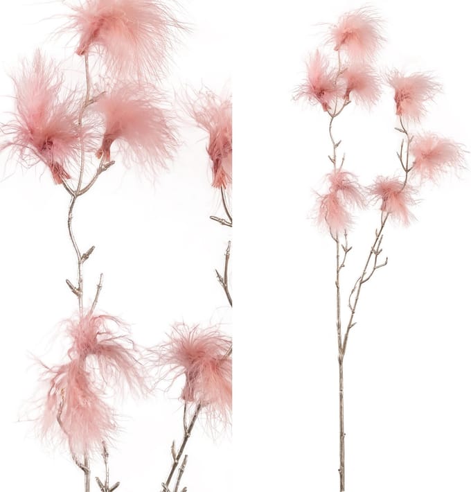 PTMD kunsttak Feather champagnekleurig/roze 82 cm