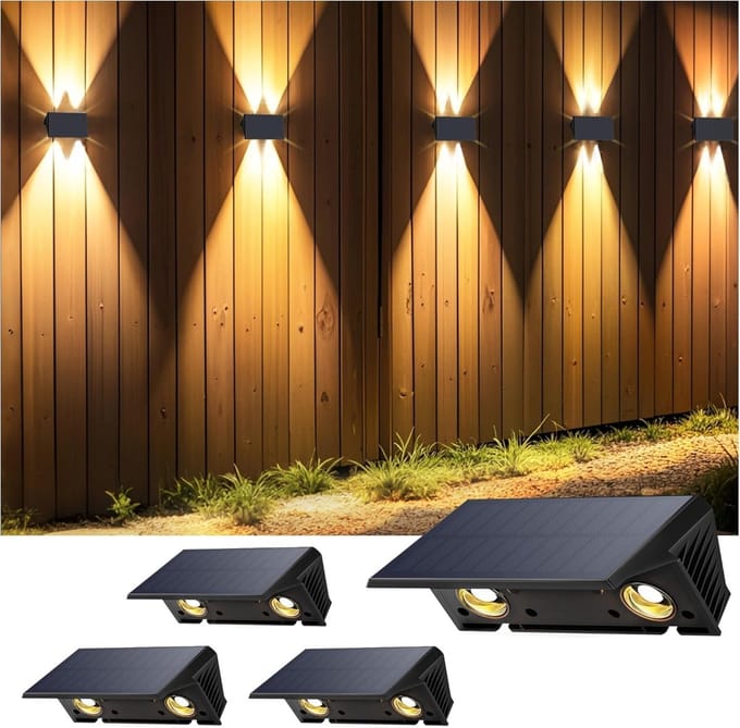 Buitenwandlamp op Zonne-energie - Set van 4 - Waterdicht - Warm Wit Licht