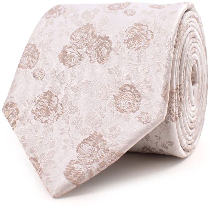 TRESANTI | GALLIANO | Silk tie with Roses | Beige
