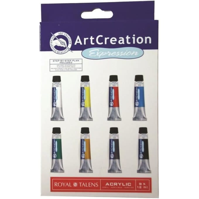 Acrylfarbe Talens Art Creation mit Schritt-für-Schritt-Anleitung, 12 ml, Set mit 8 Farben