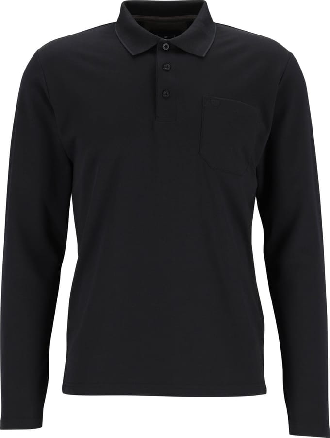 Redmond regular fit polo lange mouw - zwart melange