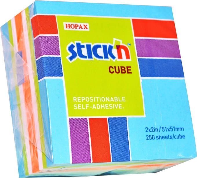 Stick'n Kleine Kubus - Neon Pastel Blauw - 250 Sticky Notes - Memoblok - 50x50mm