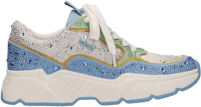 La Strada Sneaker Met Steentjes Lichtblauw Textiel - Damesschoenen - Maat - 40