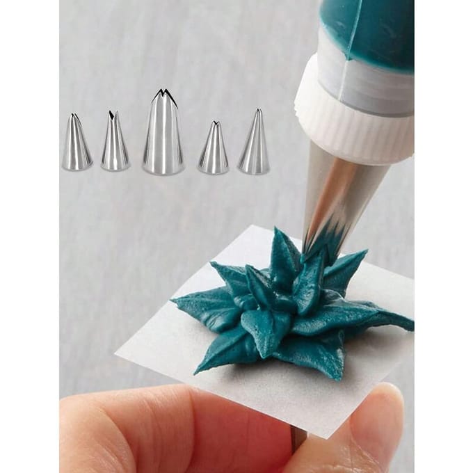Set de 5 douilles à fleur pour crème à gâteau, Pour un usage quotidien décontracté one-size argenté