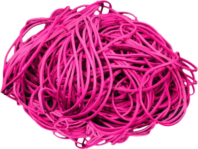 1 kg - Elastiek - roze - diameter 80mm - breedte 1,5mm - in zak - ca 1700 stuks