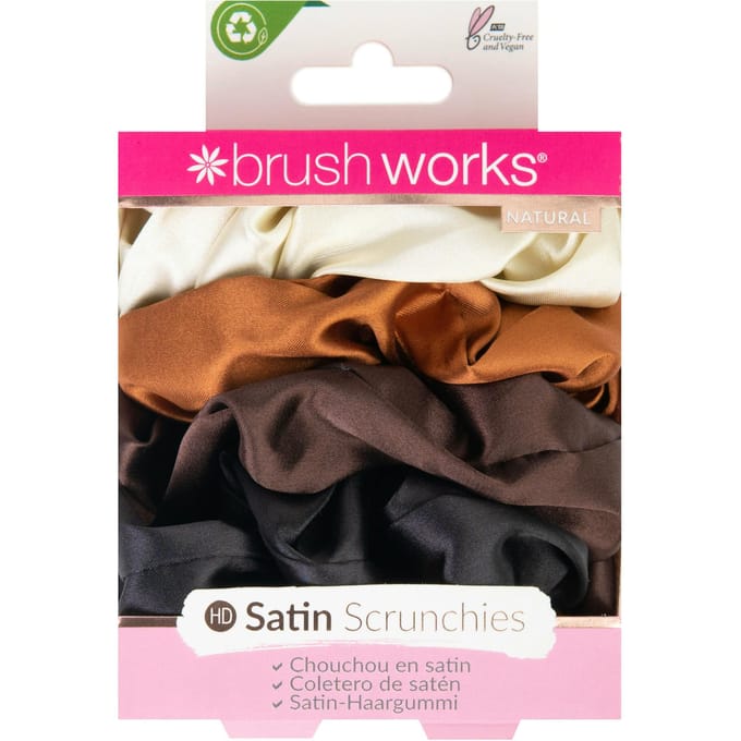 brushworks Hair Scrunchies Natural 4 st