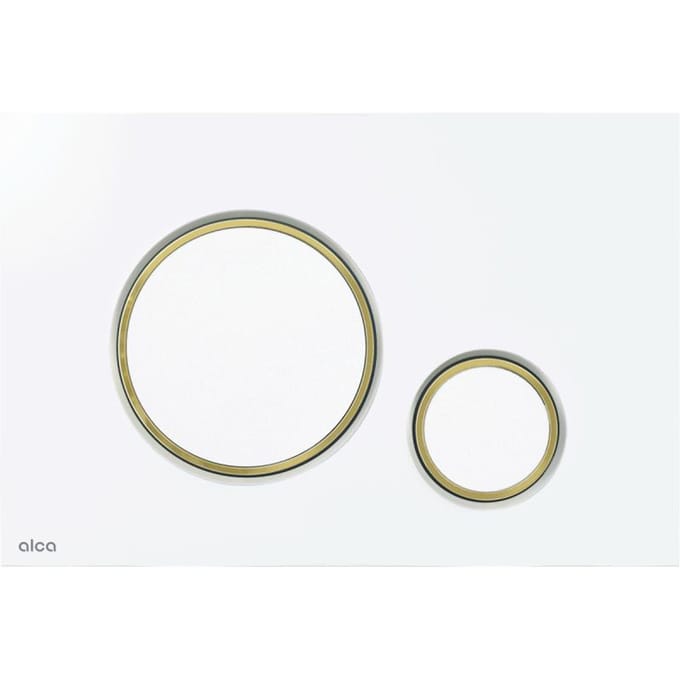 Alcadrain Thin - Vlakke bediening, wit glans/goud glans M775