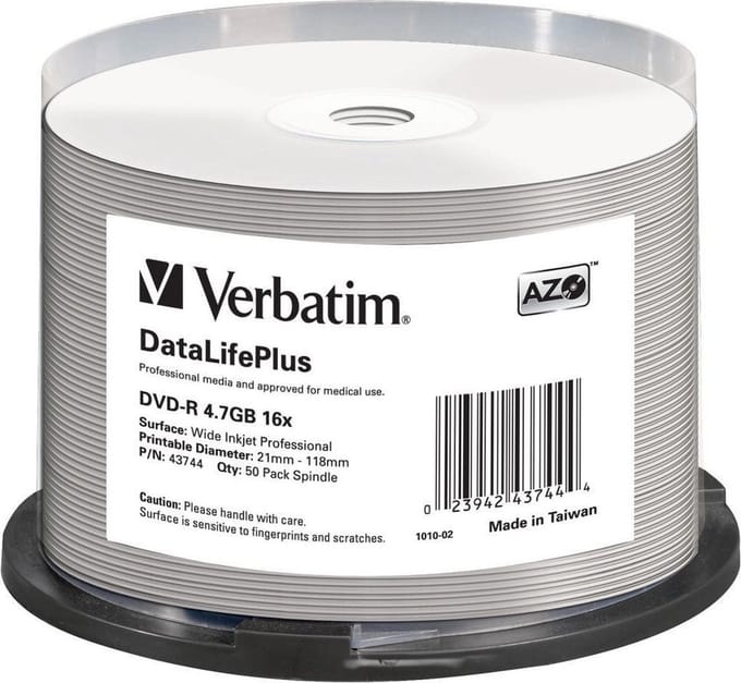 Verbatim 43744 DVD-R disc 4.7 GB 50 stuk(s) Spindel Bedrukbaar