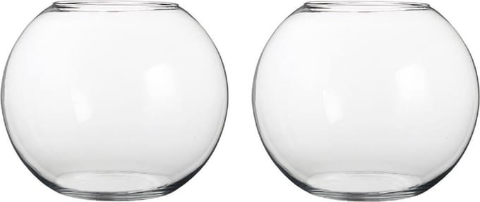 Mica Decorations Bolvaas/komvaas - 2x - glas - vissenkom - 20 x 25 cm