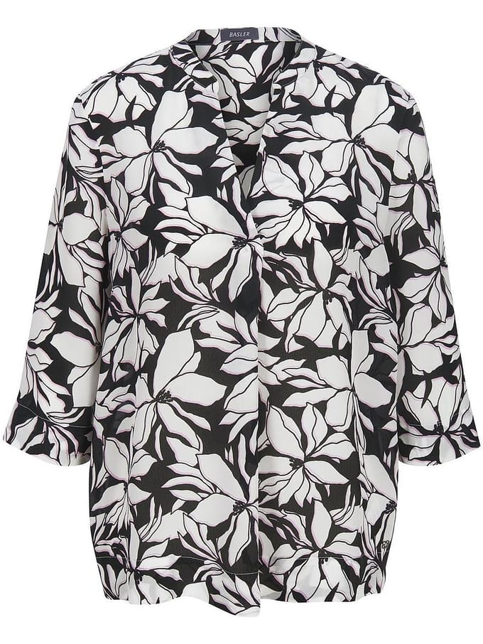 Blouse 3/4-mouwen split Van BASLER zwart