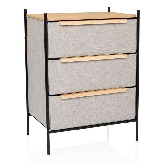 Commode STUVAR 58 x 40 x 79cm 3 vakken taupe hjh LIVING