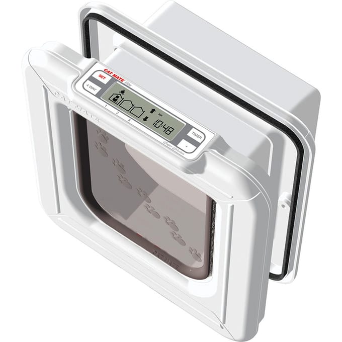 Cat Mate Elite Microchip Kattenluik met Timerbediening 26.5cm x 24.8cm - wit - 355W