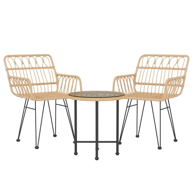 vidaXL - 3-delige - Tuinset - poly - rattan