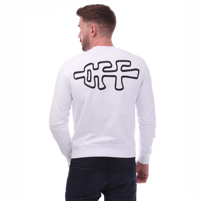 Heren Off White Rocks Type Slim Crewneck Sweatshirt in Wit Zwart