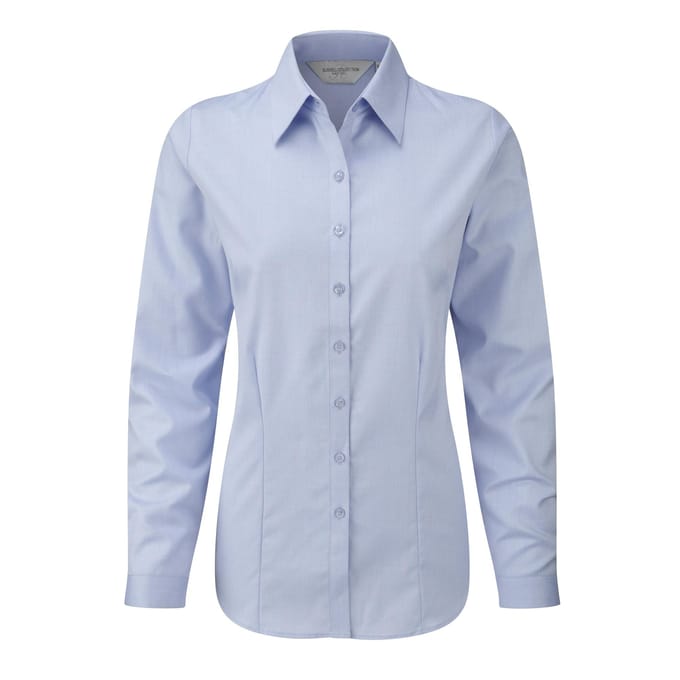 Russell Dames/Dames Visgraat Werkshirt met lange mouwen (Lichtblauw)