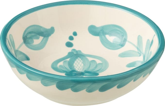 J-Line kom Granada Low - keramiek - wit/aqua - small - Ø 14 cm