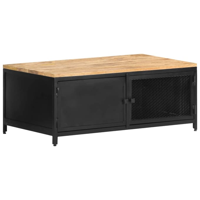 vidaXL - Salontafel - 90x50x37 - cm - massief - ruw - mangohout