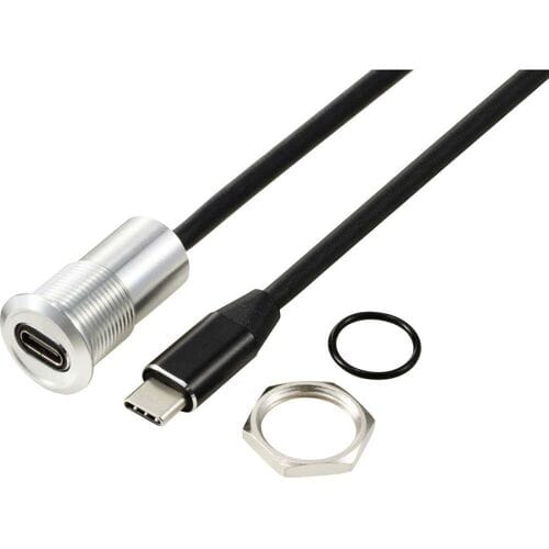 TRU COMPONENTS TC-13376324 USB-C (3.1) bus/stekker 1 m kabel zilver 1 stuk(s)