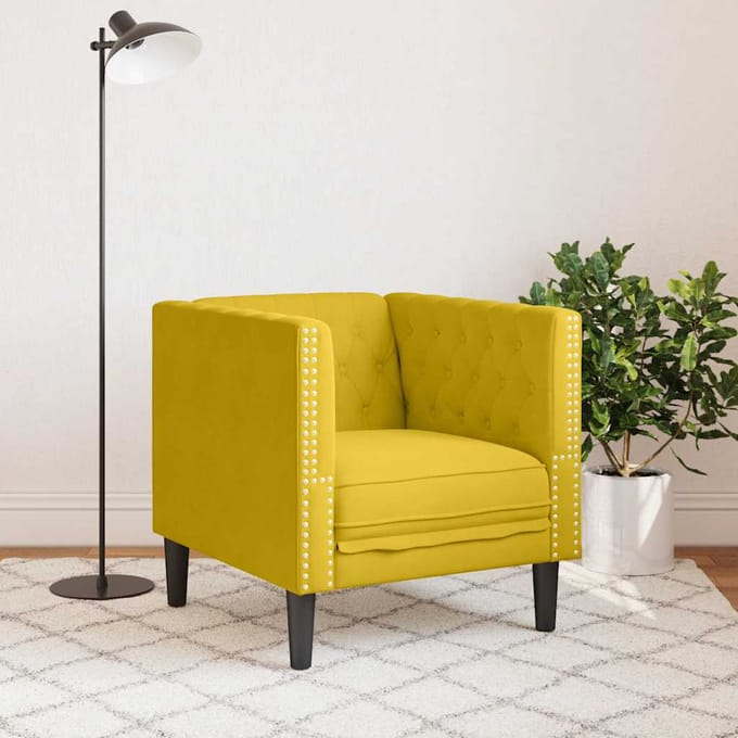 vidaXL - Fauteuil - Chesterfield-stijl - fluweel - geel