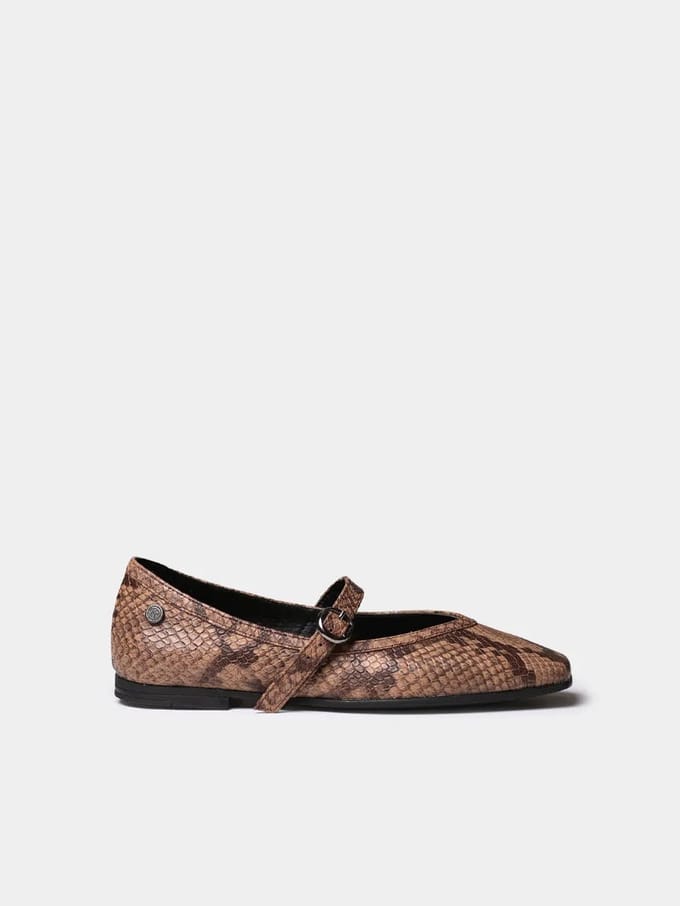 Dames Mary Janes van leer met slangenprint | MARIAN-PI