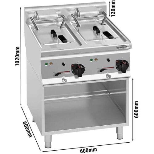 GGM Gastro Elektro Doppelfritteuse - 10+10 Liter - 12 kW - inkl. Untergestell