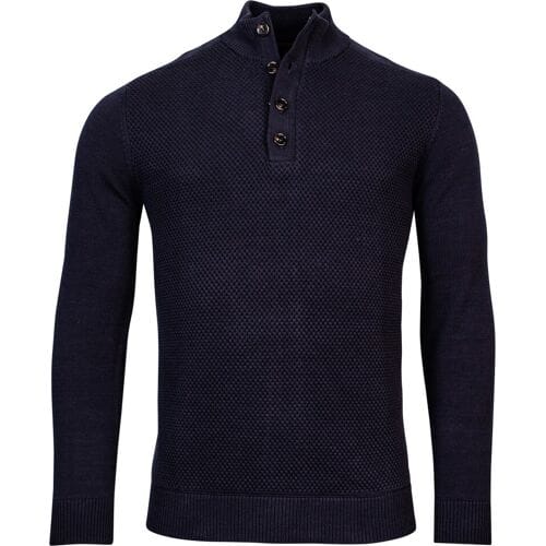 Baileys Trui Half Zip Buttons Front Structure Knit Navy / male