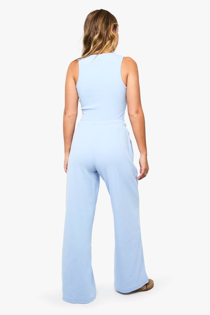Dames BOOHOO BASICS RIB BROEK MET RECHTE BEEN | Baby Blue | Maat: 14