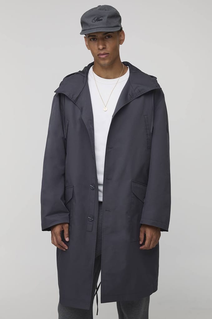 Regular Fit lang gesneden parka met capuchon Jacket | Charcoal | Size Medium