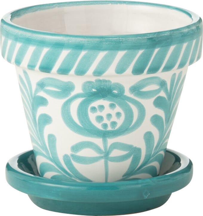 J-Line bloempot Granada Handmade + Painted - keramiek - aqua - extra small - Ø 17 cm
