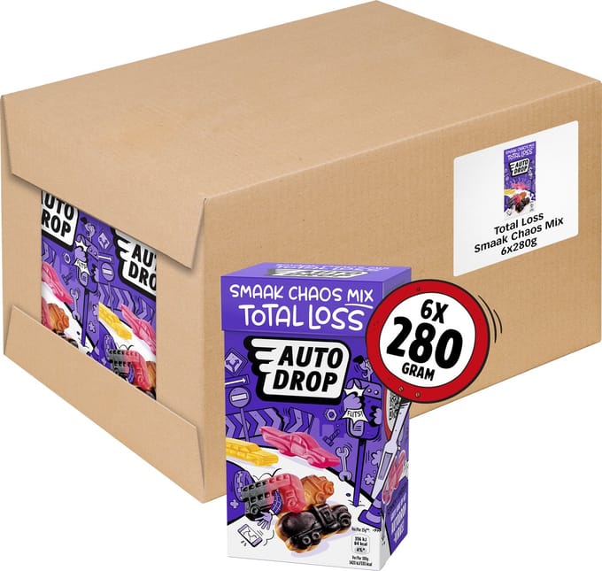 Autodrop - Snoep - Total Loss Smaak Chaos Mix - 6 doosjes - 280 gram