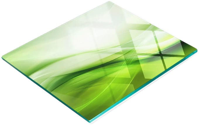 Multifunctionele decoratieve glazen snijplank voor de keuken, groene golven, 60x52 cm
