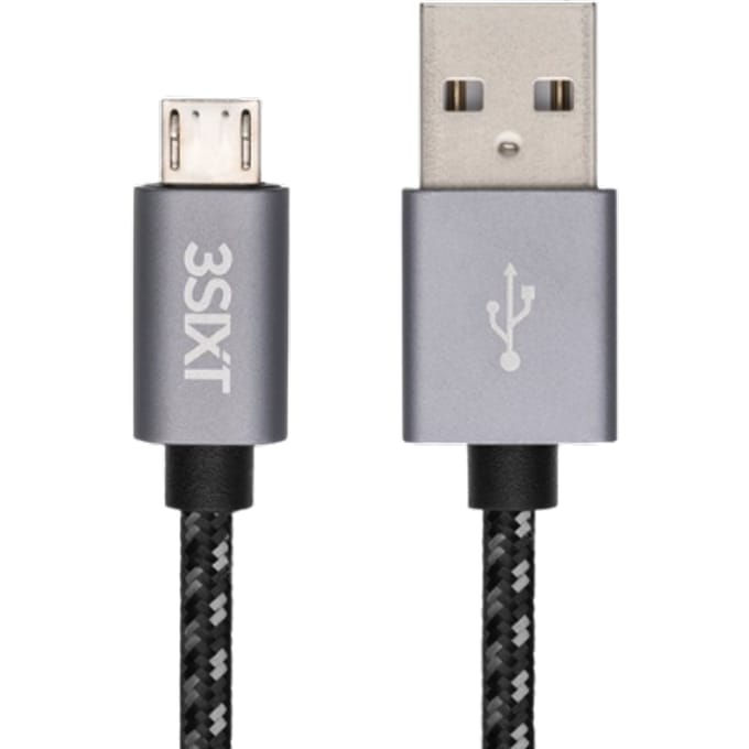 3sixT USB-A 2.0 naar Micro USB Nylon Oplaadkabel - 1 m
