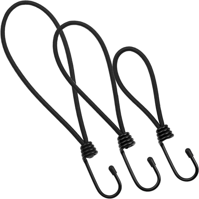 Allecto Plus - 24 stuks bungeekoorden met haak (15cm 20cm 25cm)