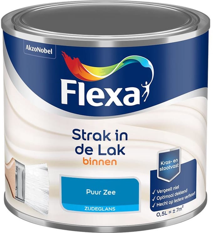 Flexa - Strak In De Lak Binnenlak Zijdeglans - Puur Zee - Mengverf - 500 Ml