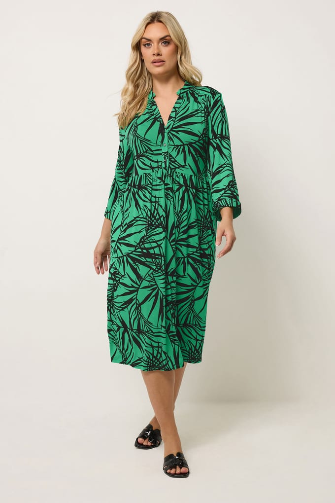 Yours Groene Midijurk Met Bladprint Size 42