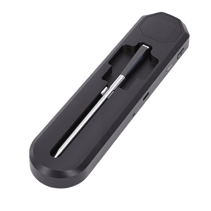 Draadloze Bluetooth Vleesthermometer IP67 Waterdicht Oplaadbare Voedselthermometer met APP Hoge Nauwkeurigheid Dubbele Sensoren black