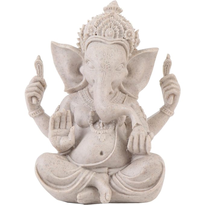 Ganesha Olifantenbeeld Olifant Heer Sculptuur Hindoe Olifantenbeeld Hars voor Huis Kamer gray