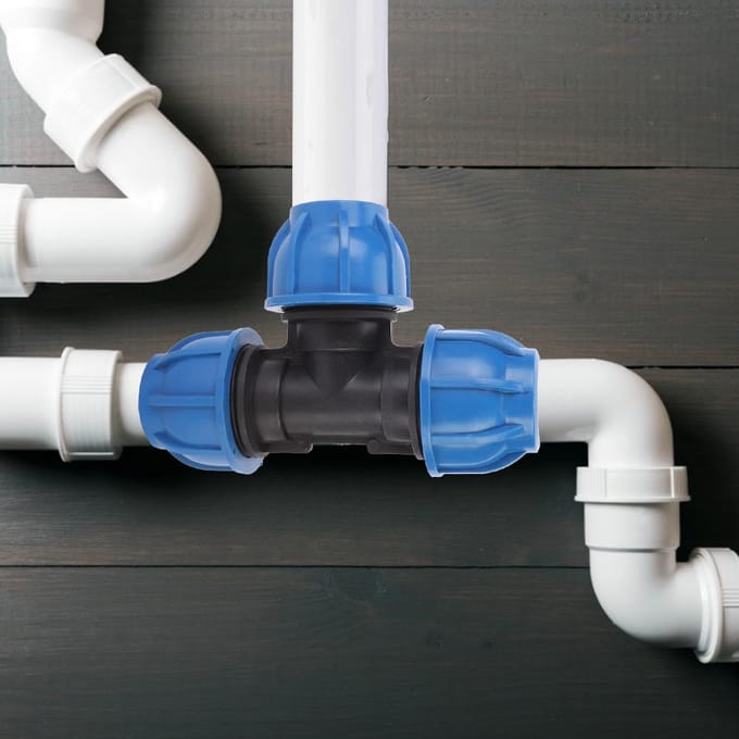 PE Plastic Waterleiding Fitting Accessoires 32mm T-stuk Connector voor Pijpaansluiting