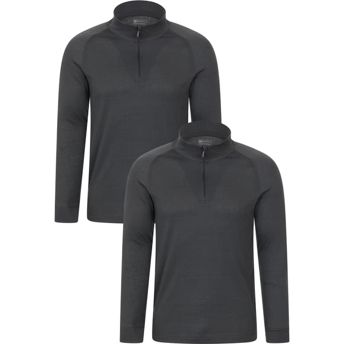 Mountain Warehouse Heren Talus Base Layer Top (Set van 2) (Houtskool)