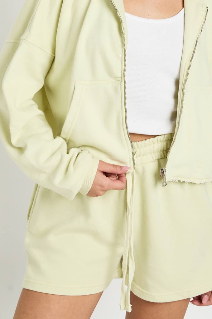 boohoo Dames Gewassen Loopback Trainingspak Met Korte Broek En Distressed Zoom | Verstandig | Maat: XS